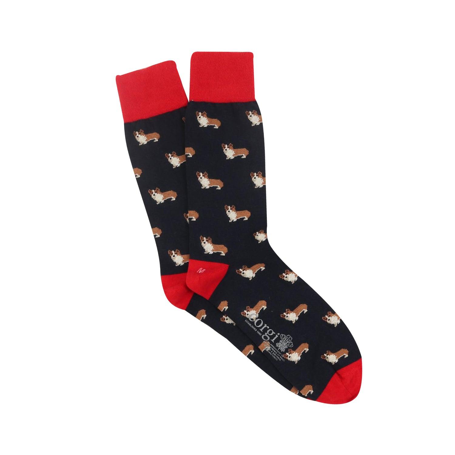 Corgi Dog Print Cotton Socks for Men - Comfortable & Breathable Crew Socks for Casual Wear, Gifts & Dog Lovers