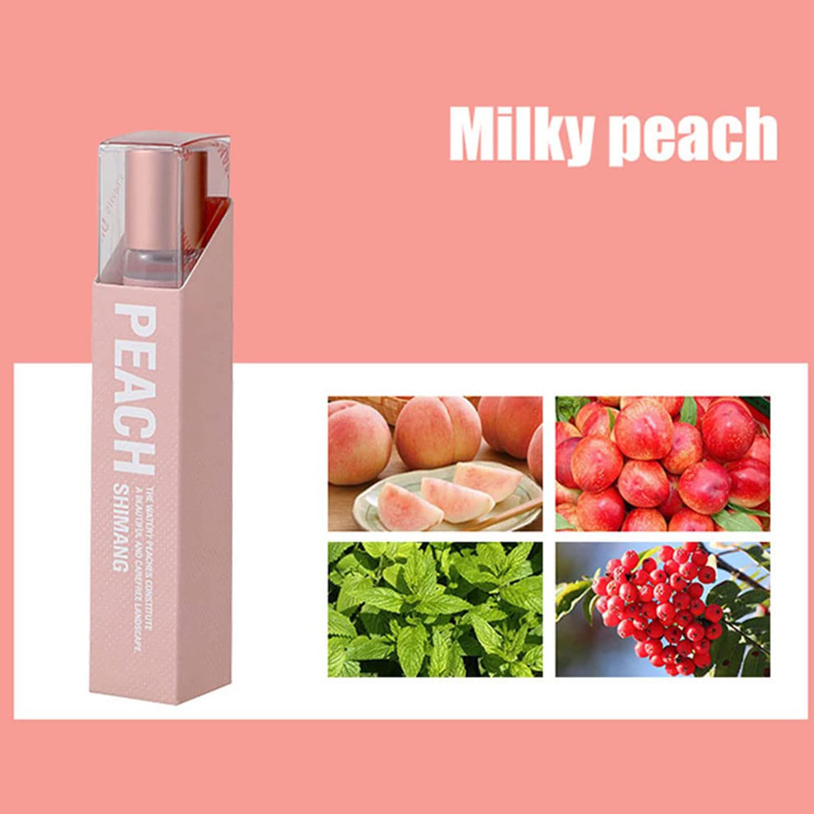 Peach Roll-On Perfume for Women & Men - 0.3 Oz Natural Peach Scented Eau De Parfum - Long Lasting Unisex Fragrance - Perfect for Daily Wear, Date Nights & Office Use