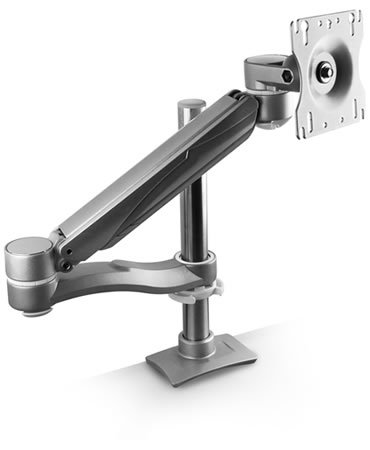 Systematix 7915H Deluxe Single-Screen Dual Monitor Arm with Double Extension & Adjustable Height - Perfect for Home Office, Gaming Setup & Workspace Ergonomics