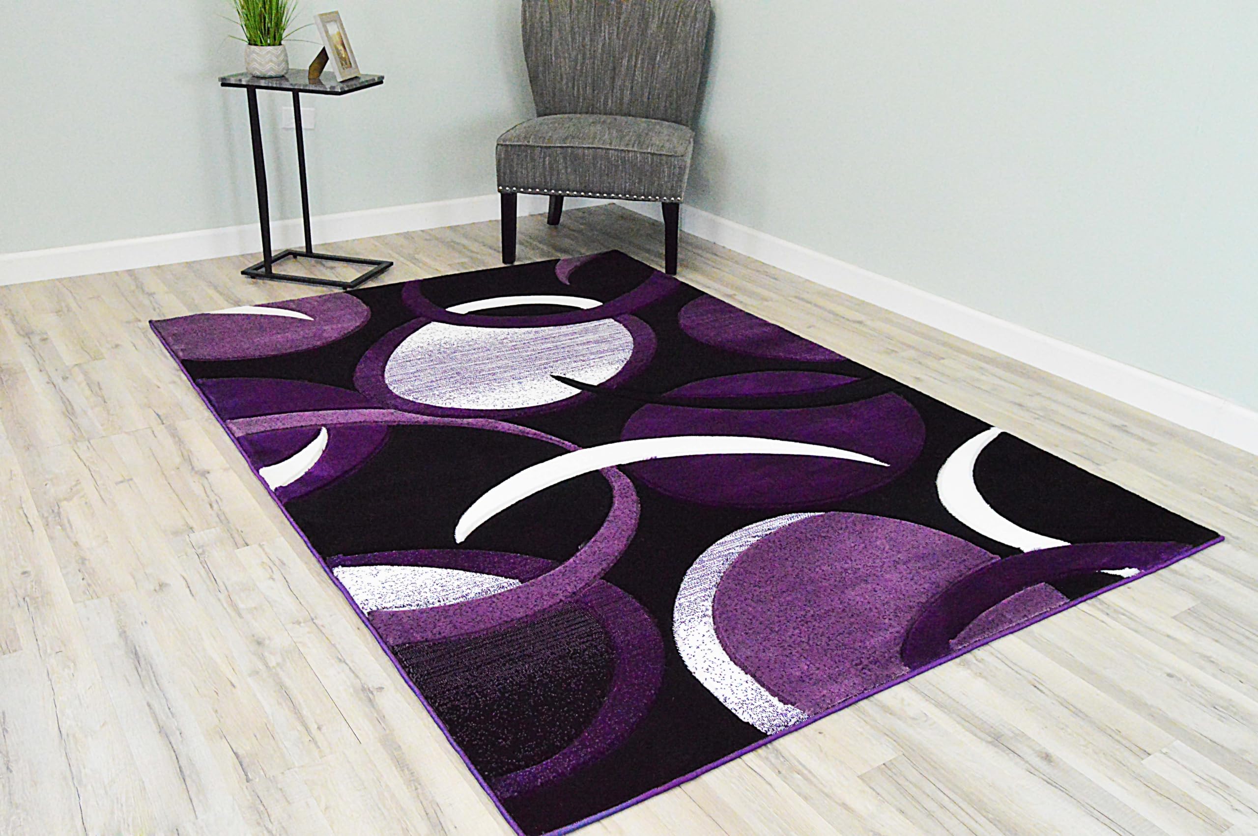 8x10 Abstract Modern Rug - Premium Thick Colorful Contemporary Area Carpet for Living Room, Bedroom & Office - Soft Purple Design (1062) - Perfect for Home Decor, Accent Piece & Cozy Flooring