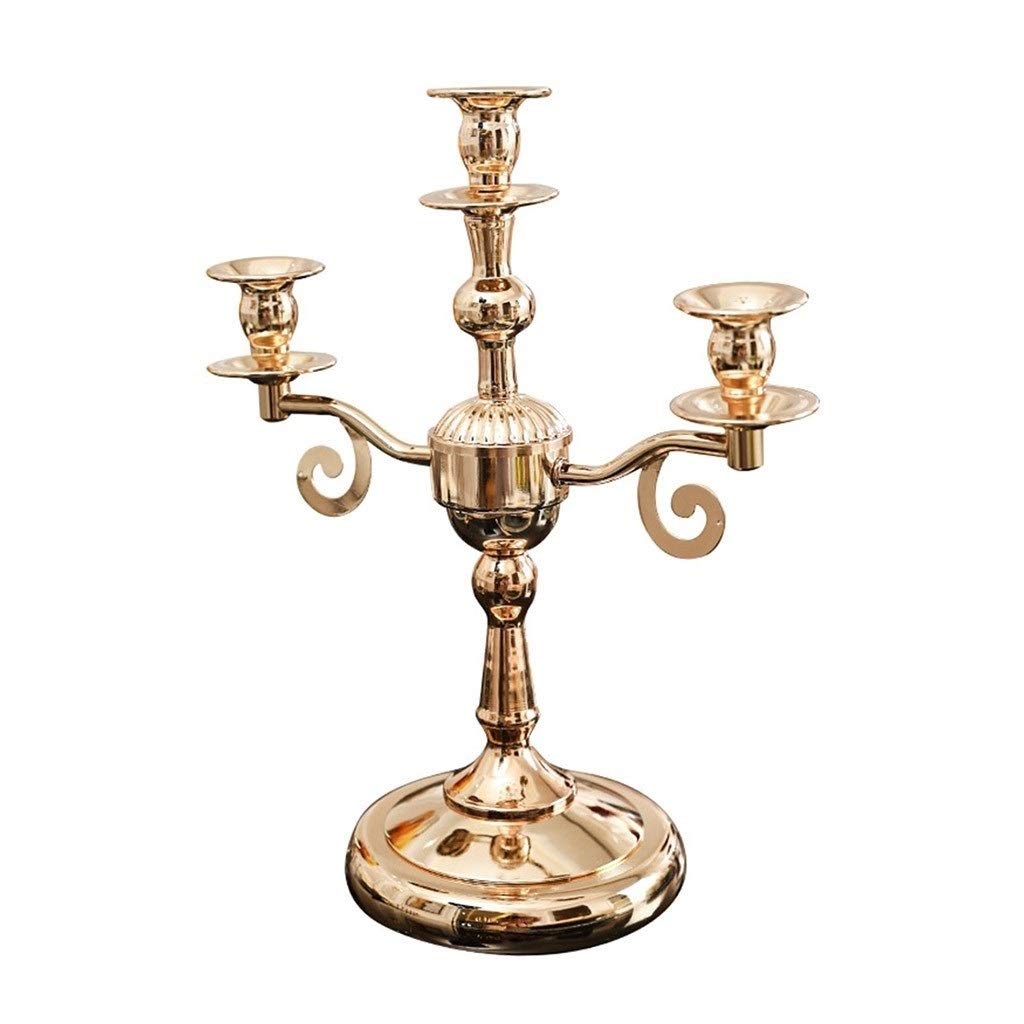 Vintage European 3-Head Gold Candelabra - Elegant Retro Candle Holder for Romantic Dinners, Wedding Decor & Home Table Centerpiece | Perfect for Candlelight Dining, Wedding Receptions & Holiday Decorations