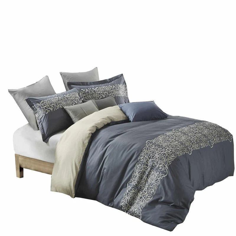 Harrison Cotton 300 Thread Count Duvet Cover Set - Queen Size, Soft & Breathable Bedding Set for All Seasons - Perfect for Master Bedroom, Guest Room & Hotel Use