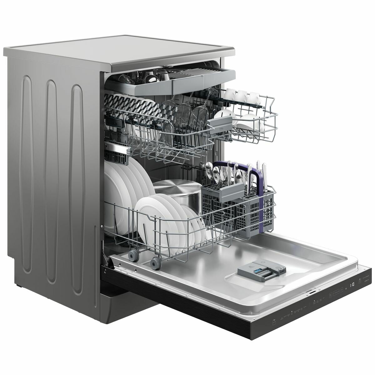 Beko BDF1640DX 16 Place Setting Freestanding Dishwasher - Dark Stainless Steel | European Made | 5-Year Warranty | Perfect for Large Families & Entertaining Guests