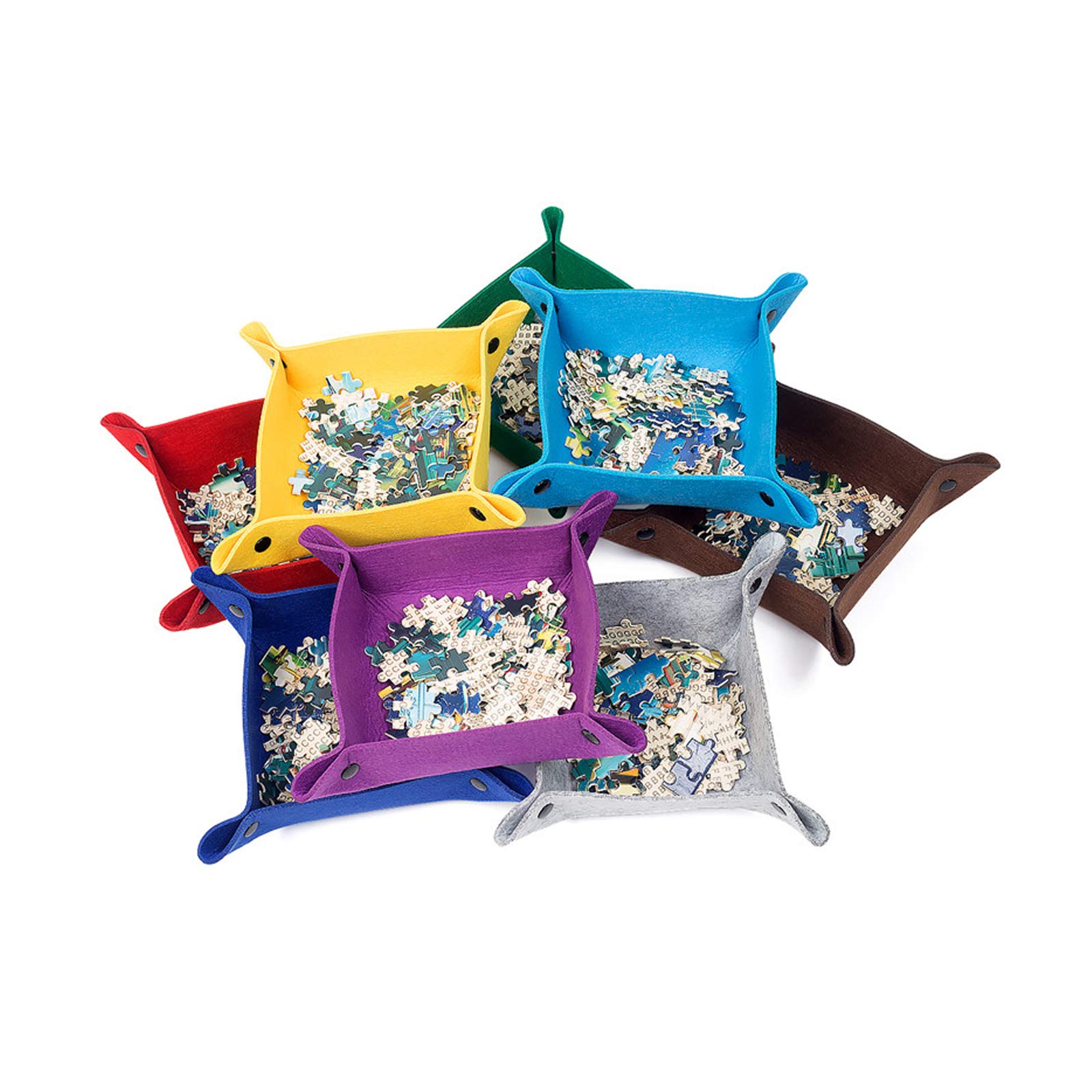 Premium Puzzle Sorter Tray - Felt Folding Button Style Jigsaw Puzzle Organizer for 500-1000 Pieces | Random Colors | Perfect for Family Game Nights & Stress Relief Activities