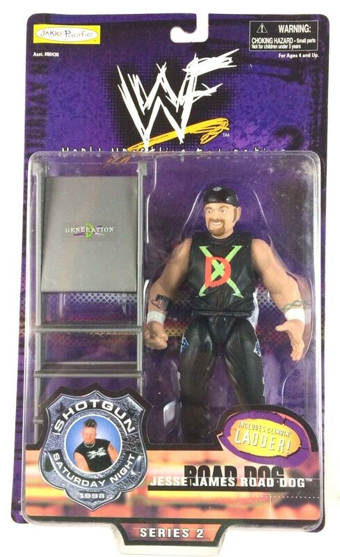 Vintage 1999 WWF Jakks Pacific Shotgun Saturday Night Series 2 Road Dog Jesse James Action Figure - Collectible Wrestling Toy for WWE Fans & Memorabilia Collectors - Perfect for Display, Play & Nostalgic Gift Giving