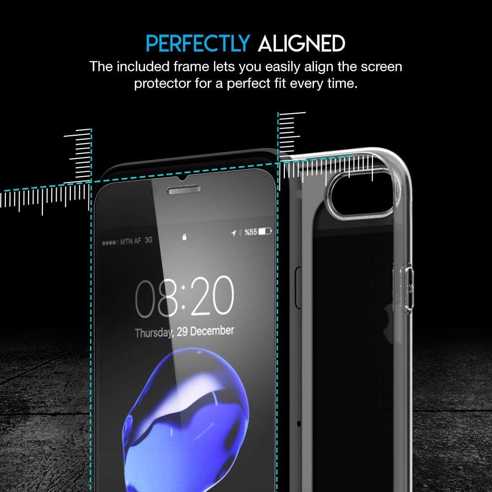 Tempered Glass Screen Protector for iPhone 8 Plus & 7 Plus [3-Pack] with Easy Installation Frame | Case Friendly | HD Clear | Scratch Resistant | Perfect for Work, Travel & Everyday Protection