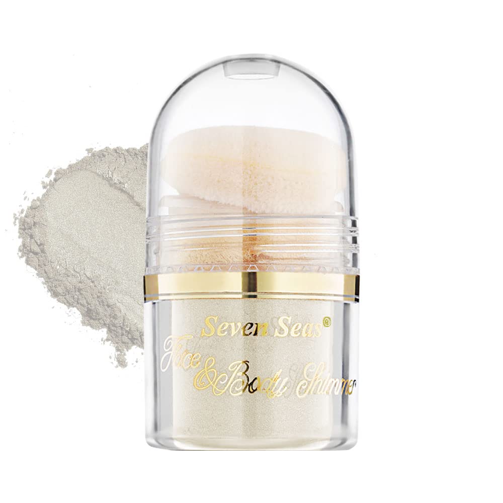 Seven Seas Body & Face Shimmer Highlighter Powder Pigments - White Gold | Long-Lasting Duo-Chrome Metallic Makeup for Eyes & Face | Intense Shimmery Glow & High Pigmentation | Perfect for Night Out, Party Glam & Special Occasion Makeup Looks