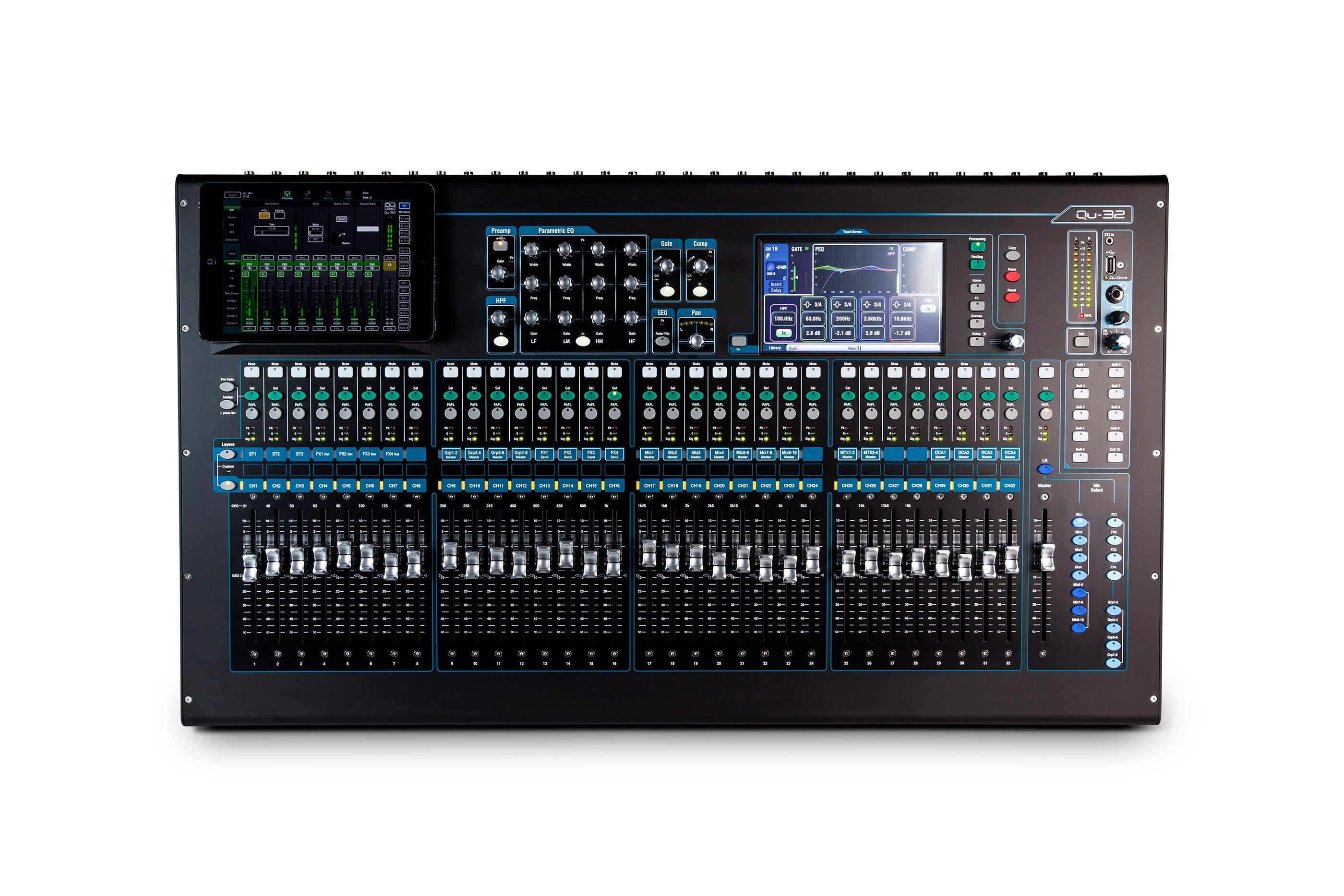 Qu 32 Digital Mixer - Professional 32-Channel Audio Mixing Console for Live Sound & Studio Recording | Perfect for Bands, DJs, Churches & Events