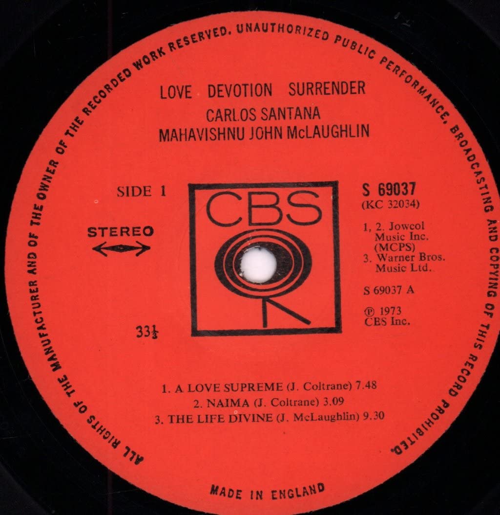 Love Devotion Surrender LP Vinyl Album - UK CBS 1973 Pressing - Classic Jazz Rock Record for Vinyl Collectors & Music Enthusiasts