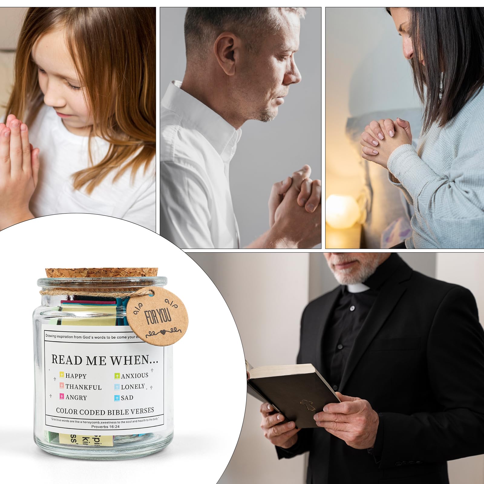 Bible Verse Jar - Inspirational Scripture Cards for Emotions & Feelings | Christian Prayer & Hope Gift for Women & Men | Perfect for Daily Devotion, Bible Study & Encouragement