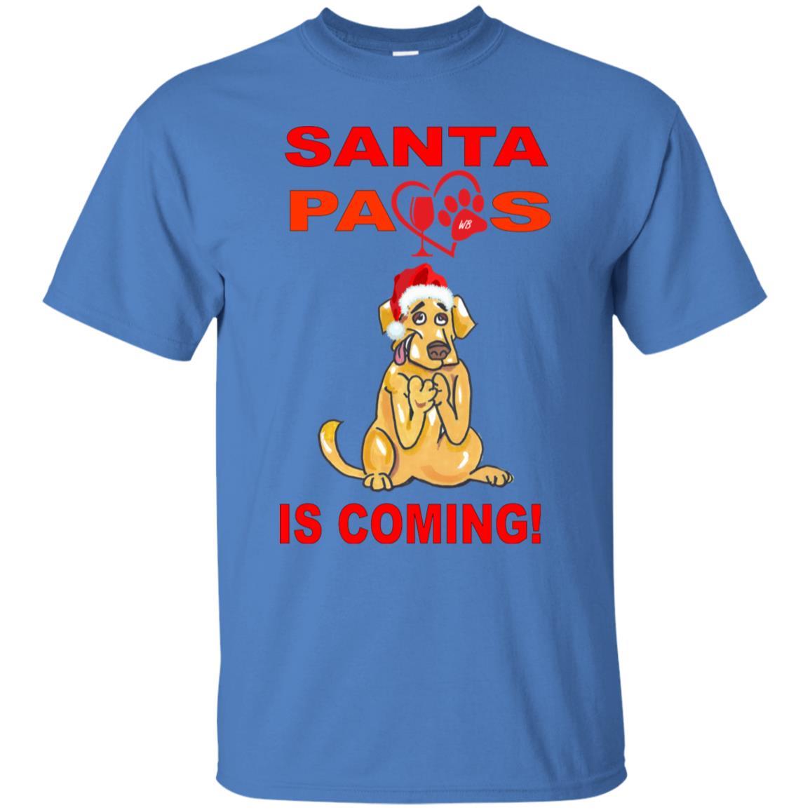 Santa Paws Is Coming Christmas Dog Lover T-Shirt - Ultra Soft Cotton Tee for Pet Owners - Funny Holiday Gift for Dog Moms & Dads - Perfect for Christmas Parties & Family Photos