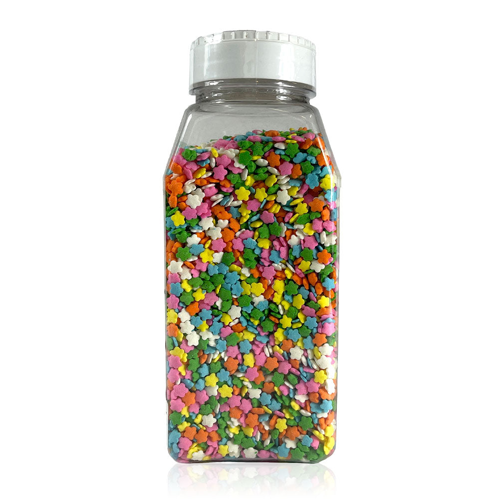 DecoPac Confetti Quins Wildflower Sprinkles - 16.5oz Tub for Cake Decorating, Cupcake Toppers, and Party Desserts