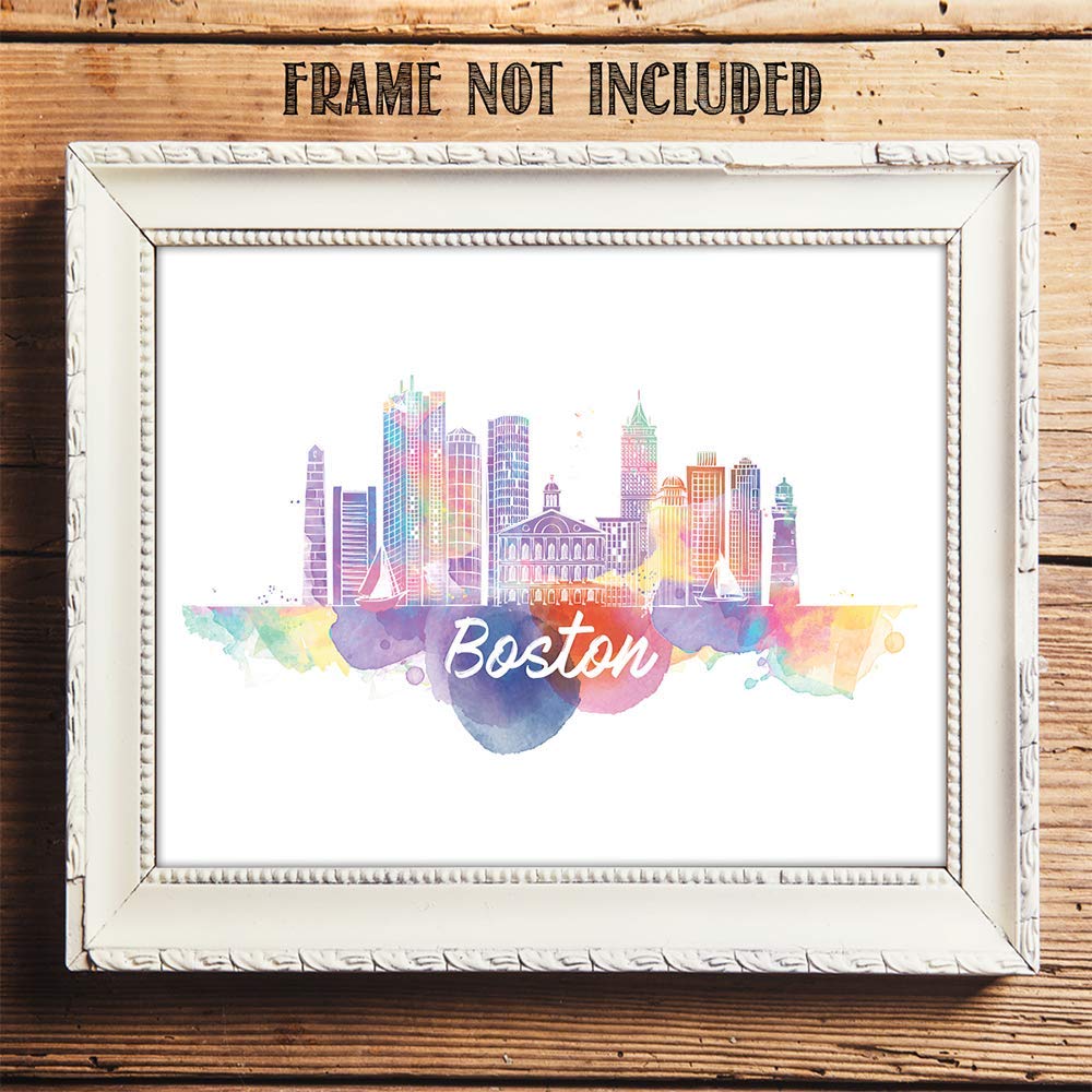 Boston Skyline Wall Art Print - Unframed 11x14 for Home & Office Decor