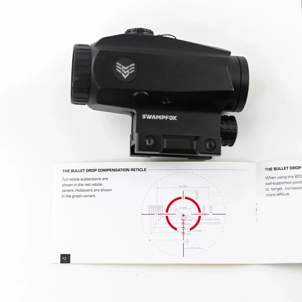 Swampfox Trihawk 3x30mm Prism Scope with Red Dot Sight - BDC/MOA Reticle for Airsoft, Hunting & Tactical Shooting | Compact & Durable Optical Sight for Outdoor Adventures