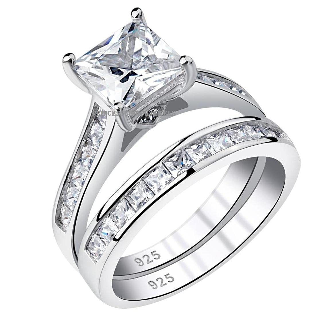 925 Sterling Silver CZ Engagement Wedding Ring Set for Women - Stackable Promise & Bridal Rings for Her - Perfect for Proposals, Anniversaries, and Romantic Gifts