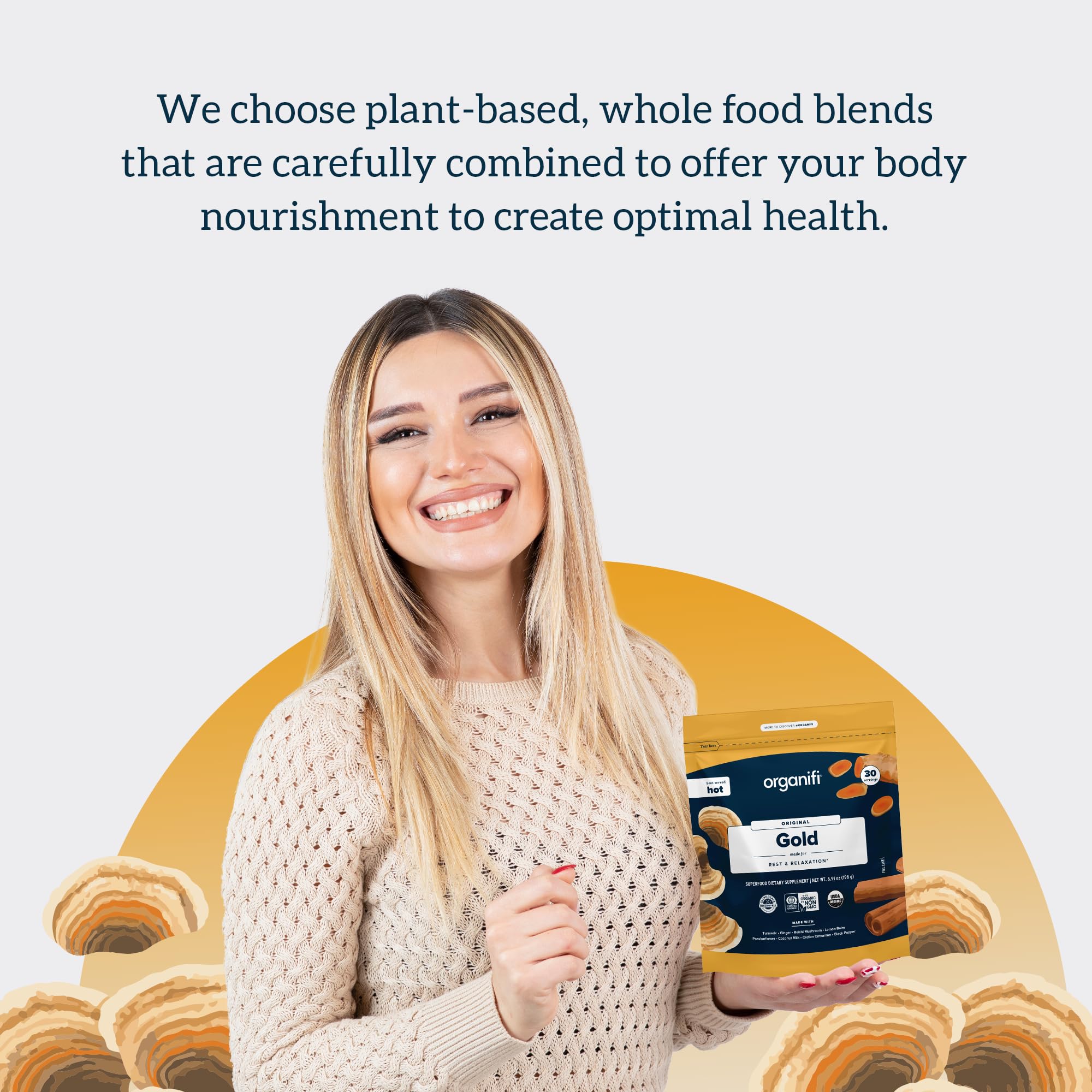 Organifi Gold Superfood Supplement Powder - 90 Servings (3 Pack) - Stress Relief, Better Sleep & Relaxation with Turmeric & Reishi Mushroom - Vegan, Gluten-Free Wellness Drink for Nighttime, Travel & Daily Stress Management