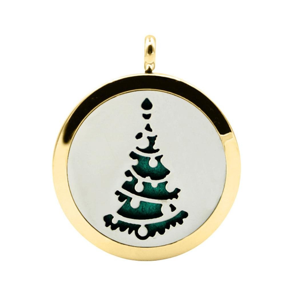 Aromatherapy Necklace for Essential Oils - Christmas Tree Locket Diffuser Pendant for Stress Relief & Relaxation | Perfect for Yoga, Meditation & Holiday Gifts