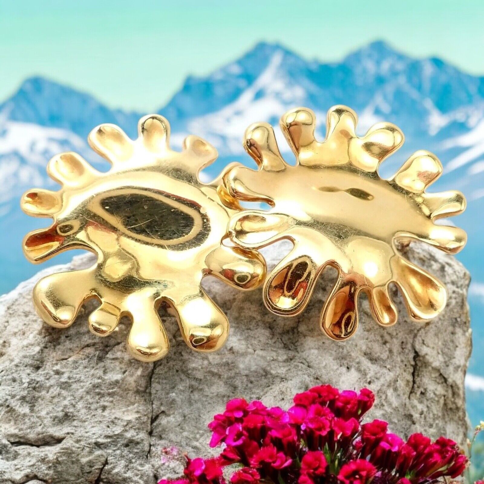 Authentic Tiffany & Co Cummings 18k Yellow Gold Nickelodeon Abstract Earrings - Luxury Jewelry for Women, Perfect Gift for Anniversary & Special Occasions