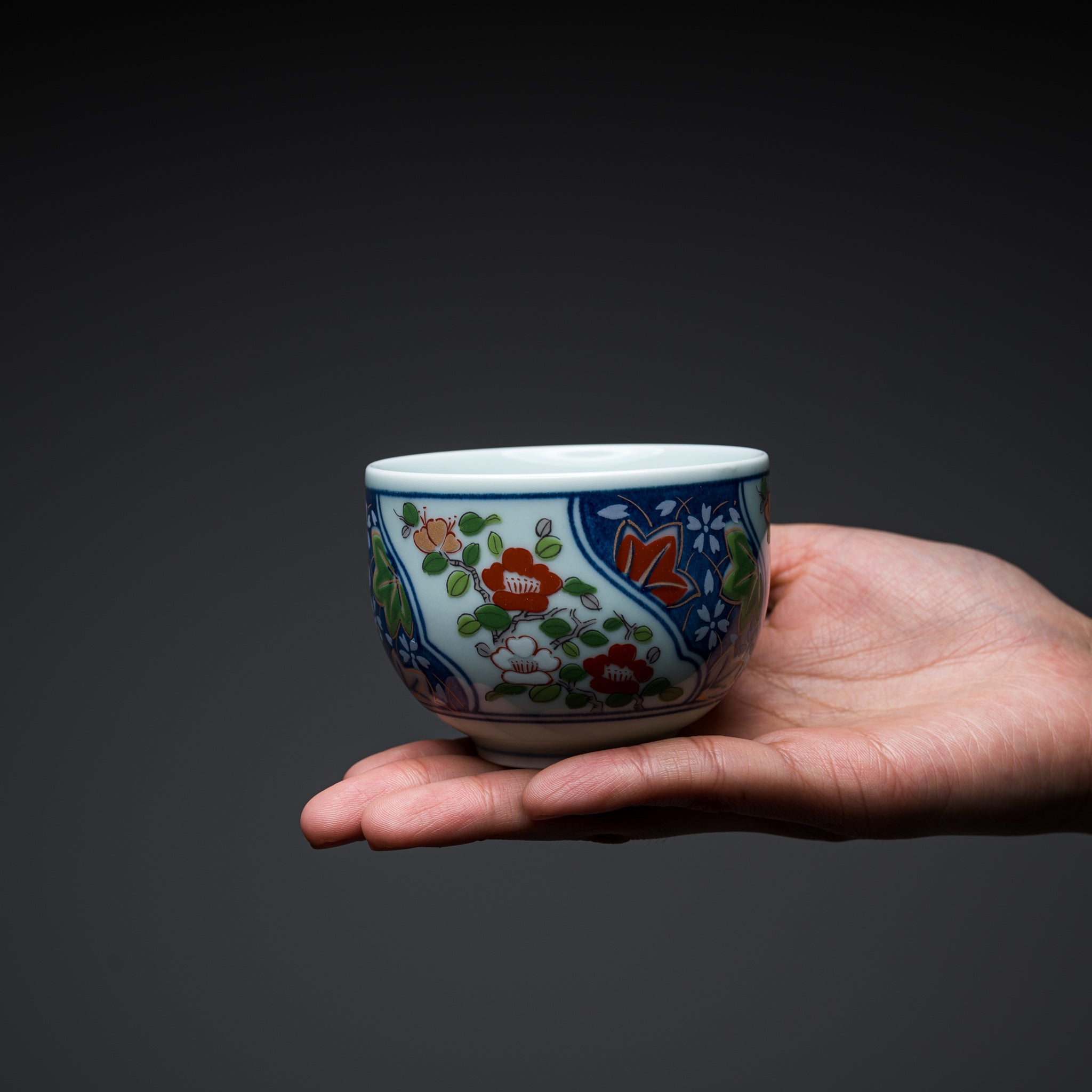 Arita Flower Tea Cup - Japanese Porcelain Rock Cup for Tea & Coffee - Perfect for Home, Office & Gifts
