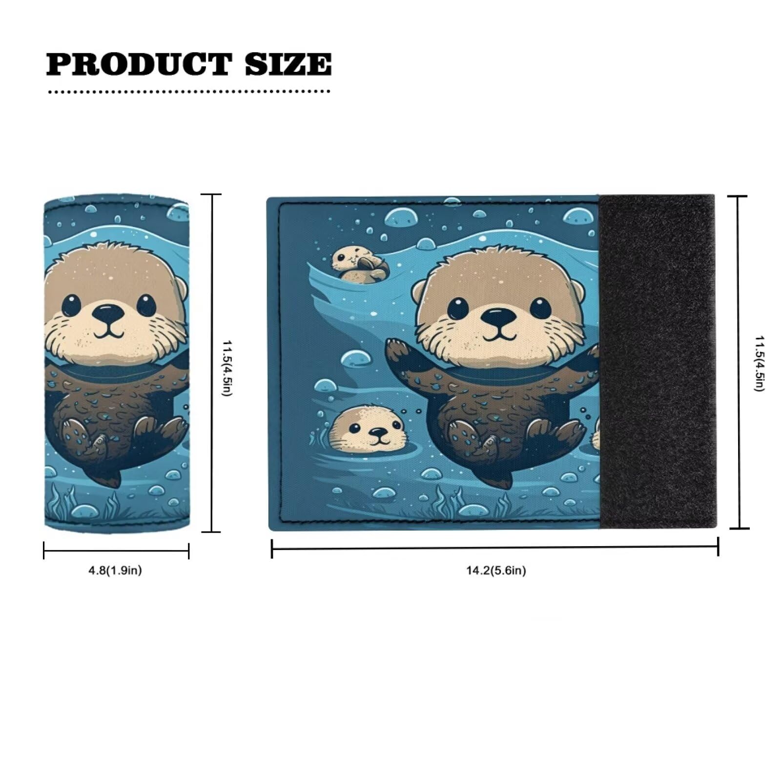 Sea Otter Luggage Handle Wraps - Cute Suitcase Accessories for Travel Identification (Set of 2) - Perfect for Airplane, Cruise & Vacation - Makes Your Bag Stand Out at Airports & Hotels