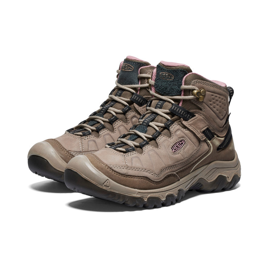 Women's KEEN Targhee IV Wide Waterproof Hiking Boots - Brindle/Nostalgia Rose | Lightweight & Durable for Outdoor Adventures, Trail Hiking & Backpacking