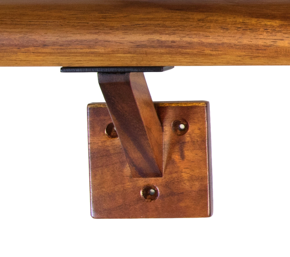 4' Solid Koa Wood Handrail with Wall Mounts - Premium Hawaiian Hardwood Stair Railing for Indoor/Outdoor Stairs, Deck, and Balcony Safety