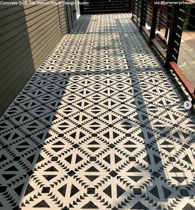 Concrete Quilt Tile Stencil - DIY Cement Floor & Wall Stenciling Kit for Home Decor - Perfect for Patios, Basements, and Garage Floors