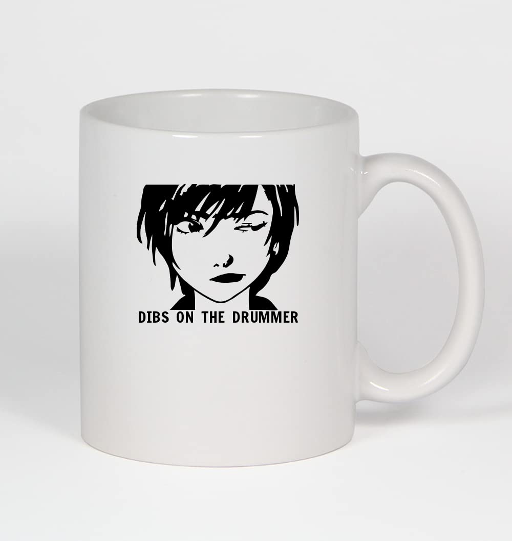 Dibs On The Drummer Anime K - 11oz White Ceramic Coffee Mug for Tea & Hot Drinks - Perfect Gift for Anime Fans & Music Lovers