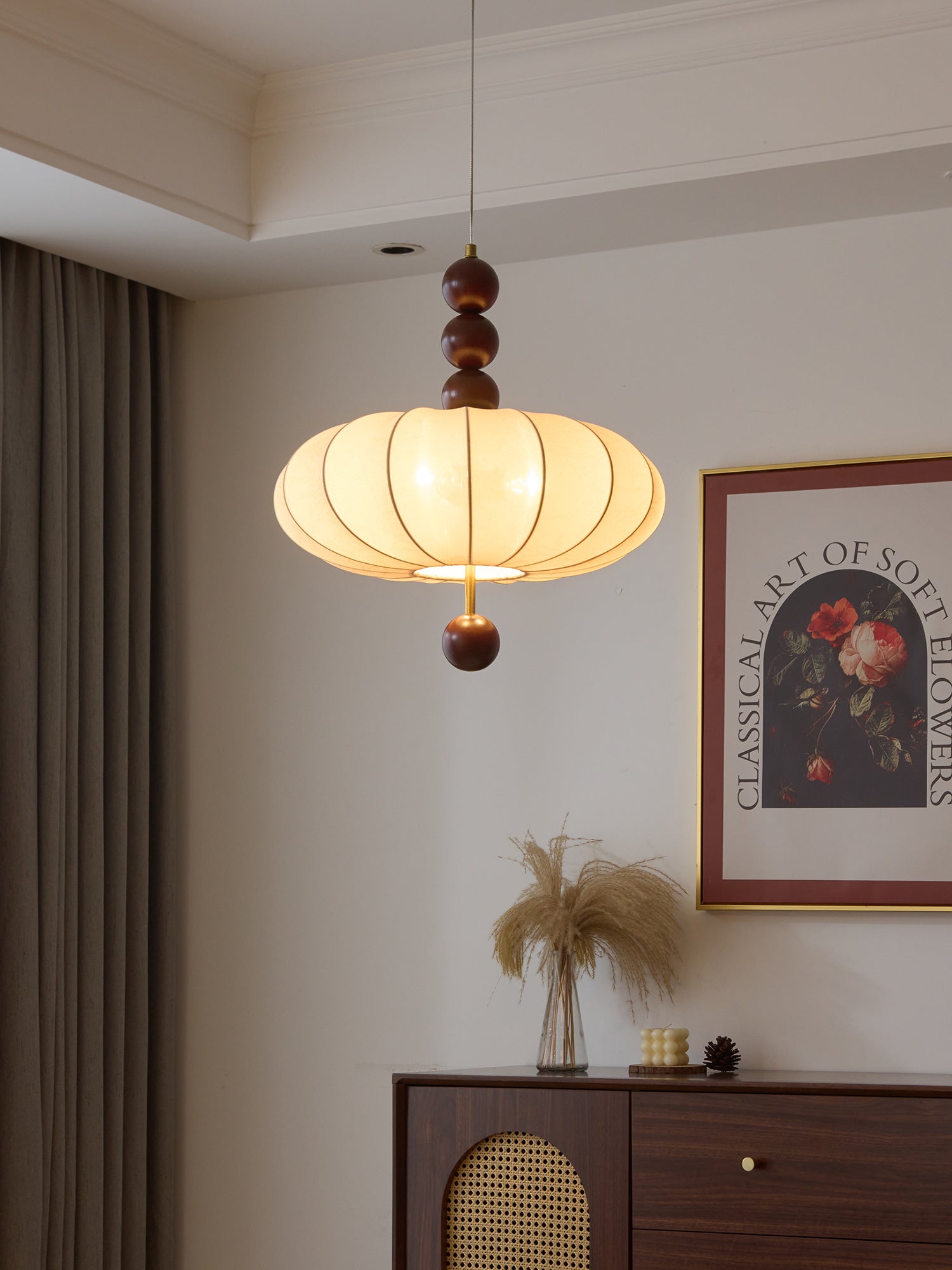 Modern Adelaide Fabric Pendant Light - Handmade Rattan Shade with Natural Texture - Perfect for Dining Room, Kitchen Island, or Bedroom Lighting