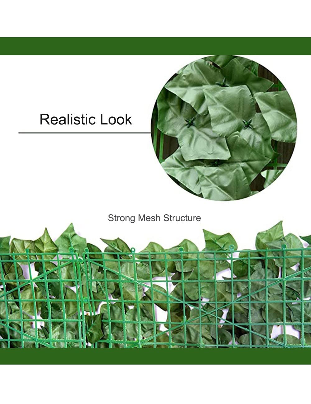 Artificial Ivy Privacy Fence Screen - Realistic Fake Hedges Panels & Greenery Wall with Waterproof UV-Resistant Leaves (4.92x36.09ft) for Outdoor Garden, Balcony, and Patio Decor
