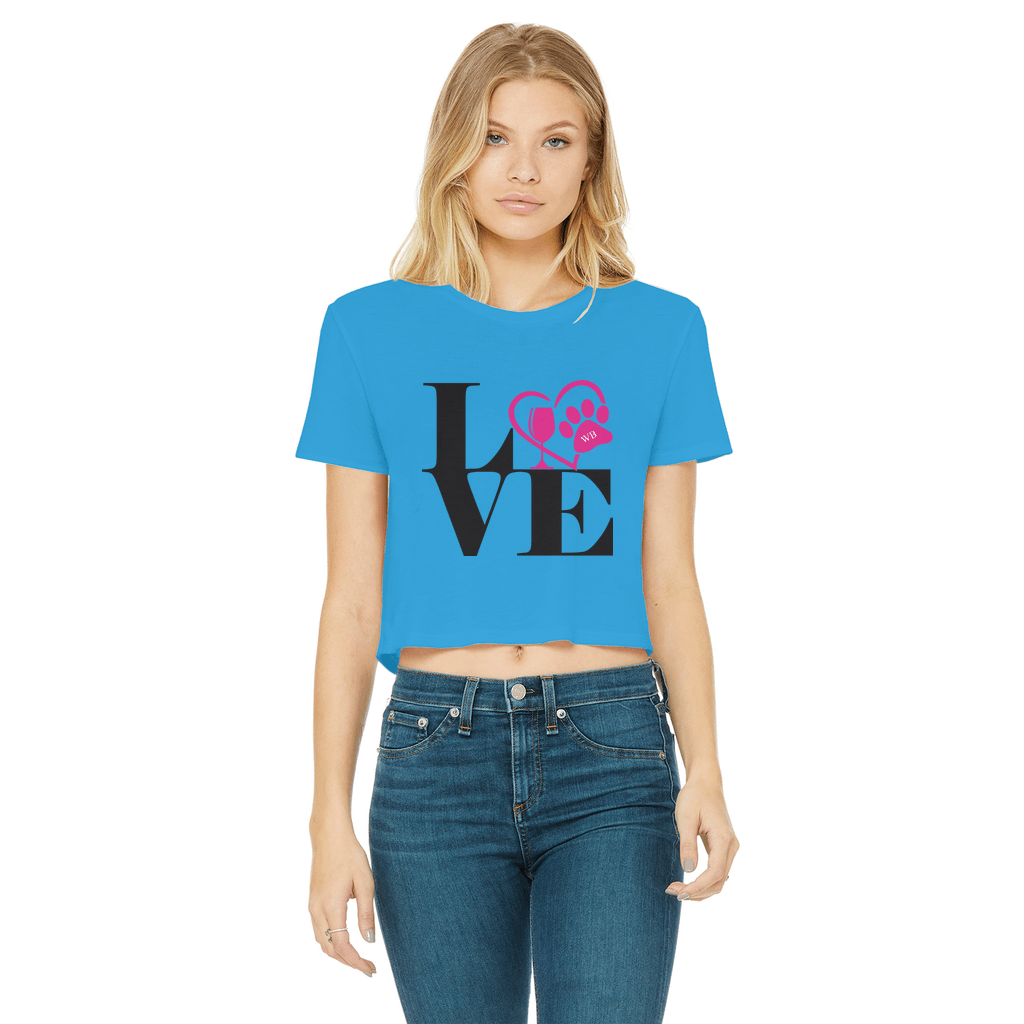 Love Paw 2 Classic Women's Cropped Raw Edge T-Shirt | Vintage-Inspired Graphic Tee for Casual Outfits & Date Nights | WineyBitches.Co