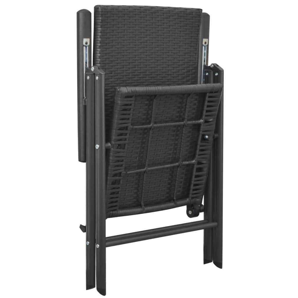 SKM 7-Piece Patio Dining Set - Black Outdoor Furniture with All-Weather Wicker Chairs for Backyard, Garden & Poolside Dining