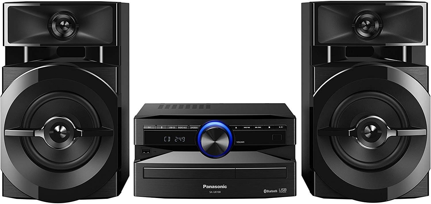 Panasonic SC-UX100 300W Mini Hi-Fi System with CD Player, USB Port & Bluetooth Wireless Connectivity - Compact Shelf Stereo for Home, Office & Dorm Room Music Listening