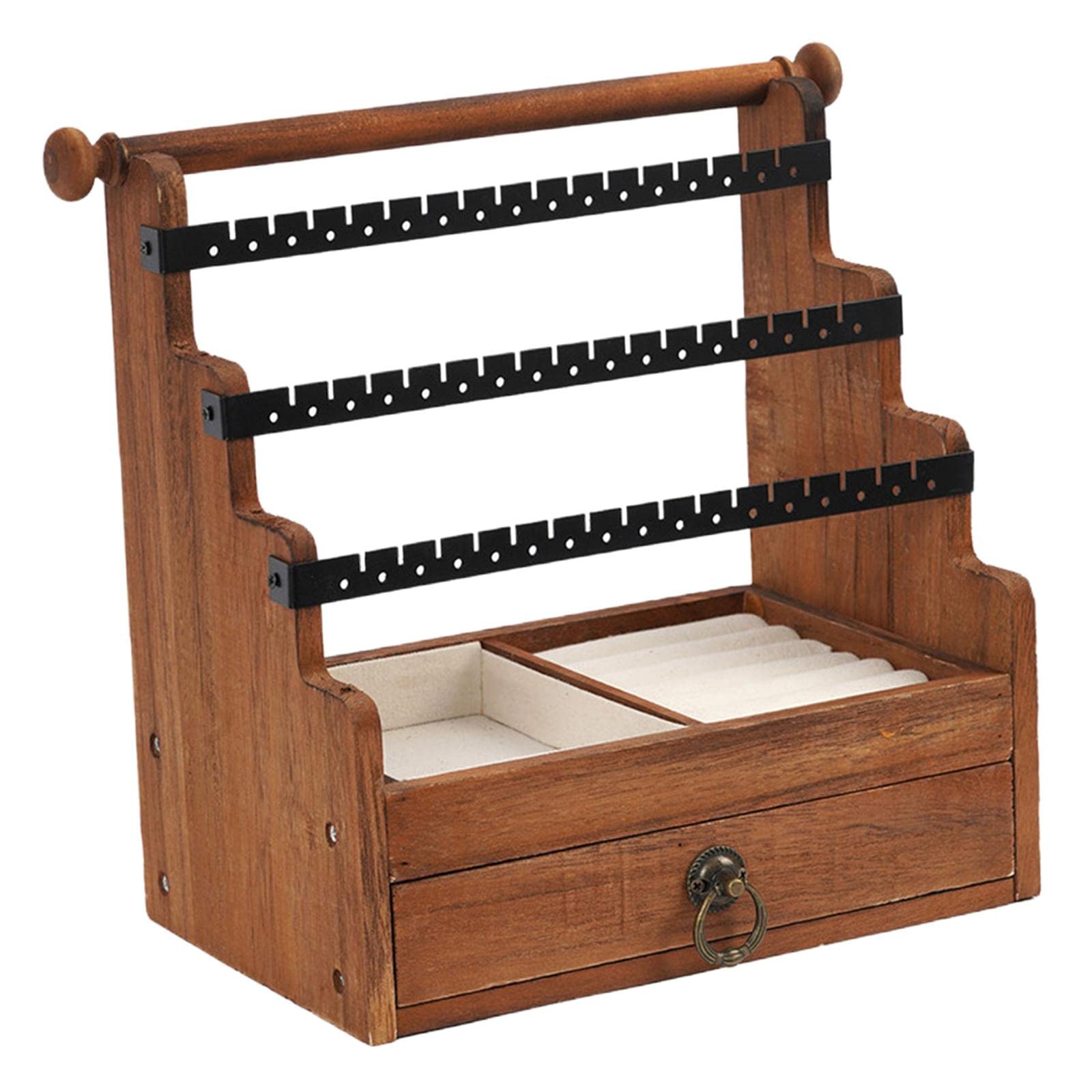 Gazechimp 5-Tier Wooden Jewelry Organizer Stand with Drawer - Multi-Purpose Storage for Earrings, Necklaces, Headbands & Vanity Accessories - Perfect for Bedroom, Bathroom & Boutique Display