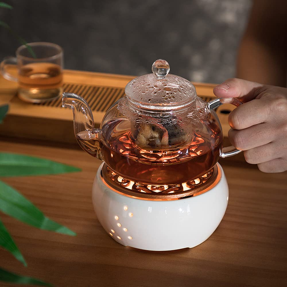 Ceramic Candle Warmer Base - Portable Tea Pot Warmer & Insulation Stand - Tea Accessories for Home, Office, and Outdoor Use - Perfect for Tea Lovers and Cozy Decor