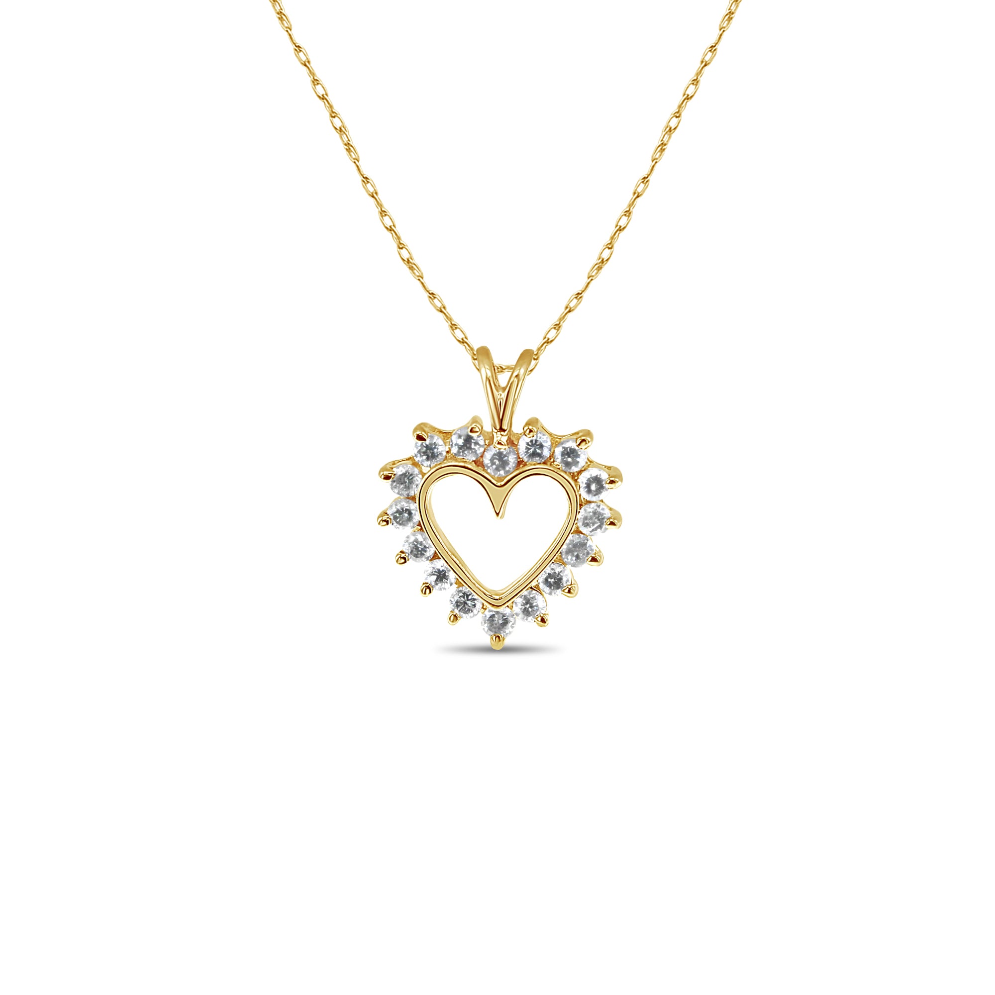14K Yellow Gold Small Heart Shaped Diamond Necklace for Women - Perfect Gift for Valentine's Day, Anniversary & Special Occasions