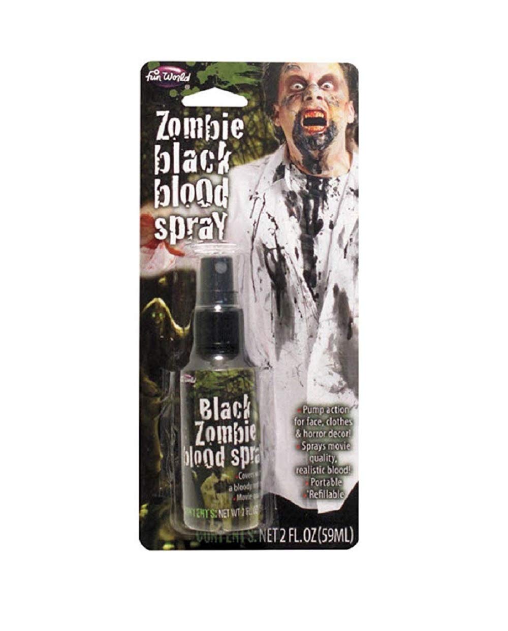 Washable Zombie Black Blood Spray - 2 Fl Oz | Halloween Makeup FX, Cosplay & Special Effects | Perfect for Costumes, Horror Parties & Theatrical Performances