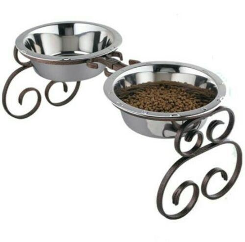 10 Inch Wrought Iron Dog Feeding Station - Heavy Duty Elevated Pet Bowl Stand for Large Dogs, Indoor/Outdoor Use in Home, Yard or Kennel