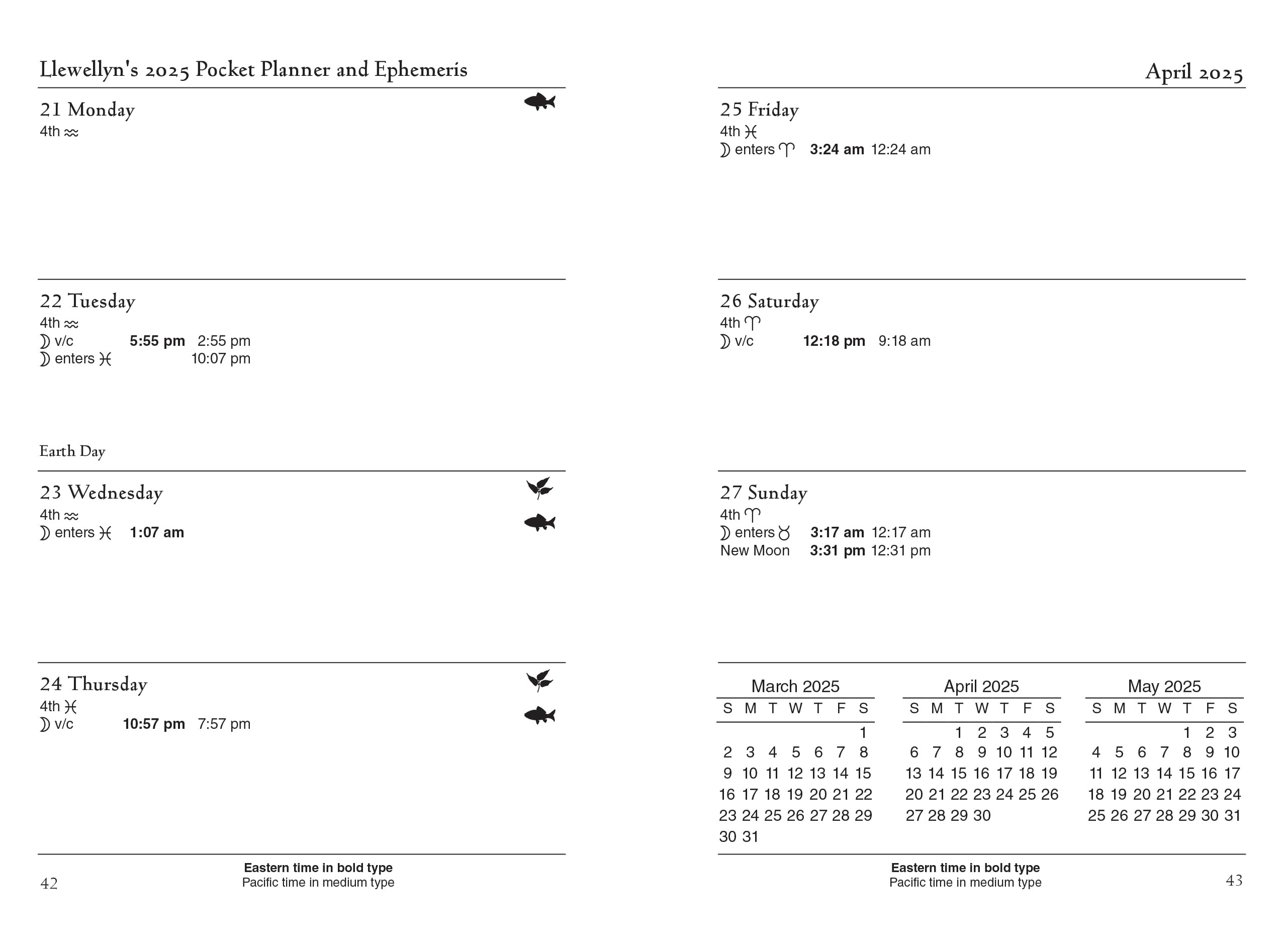 Llewellyn's 2025 Astrological Pocket Planner - Daily Ephemeris & Aspectarian 2024-2026 | Moon Phase Calendar, Zodiac Guide & Astrology Datebook | Perfect for Horoscope Tracking, Spiritual Journaling & Gift Giving