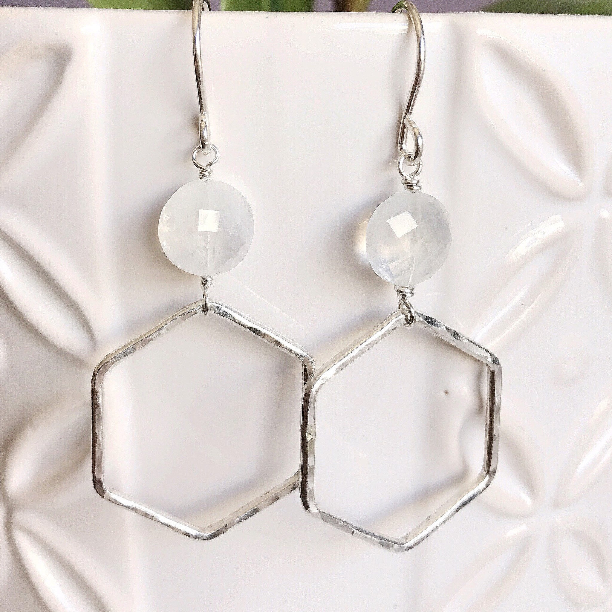 Moonstone Earrings Cecille (E375) – Elegant Sterling Silver Jewelry for Women, Perfect for Weddings & Evening Events