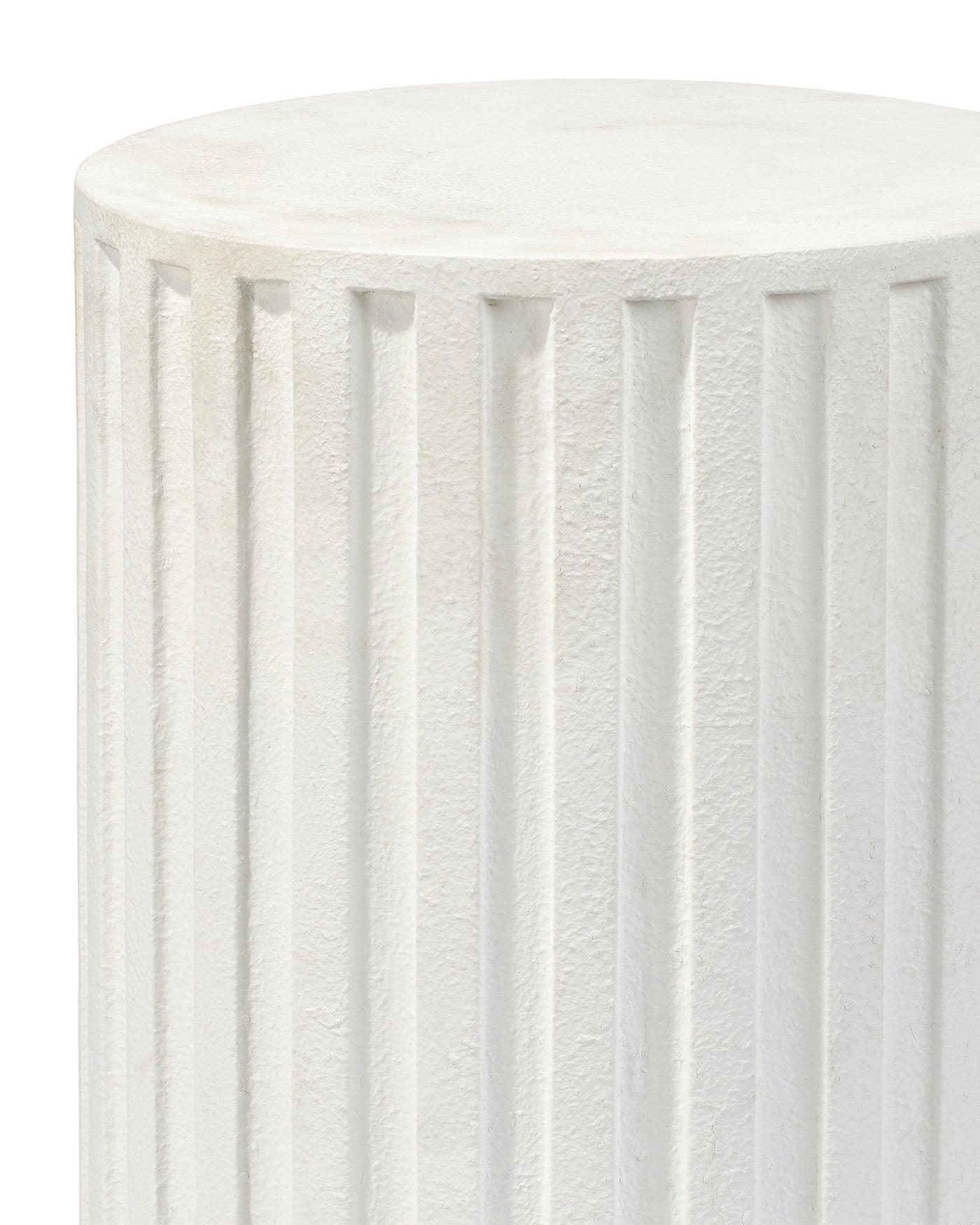 Modern Fluted Column Side Table - White Accent Table for Living Room, Bedroom & Entryway | Small End Table with Sculptural Base | Perfect for Home Decor & Stylish Furniture Arrangement