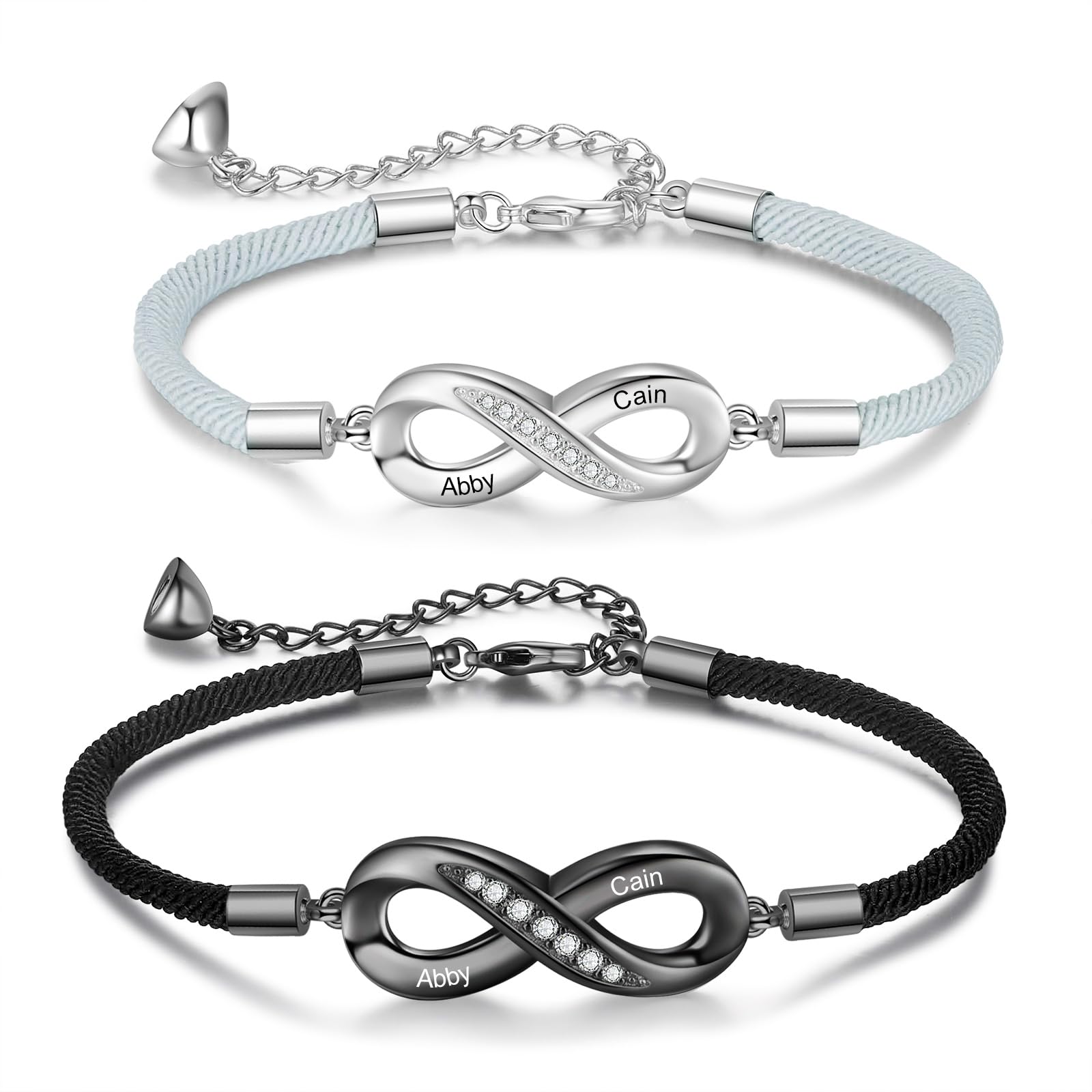 Custom Name Infinity Couple Bracelets for Women & Men - Matching Promise Bracelets for Boyfriend, Girlfriend, BFF - Perfect for Anniversaries, Valentine's Day & Romantic Gifts