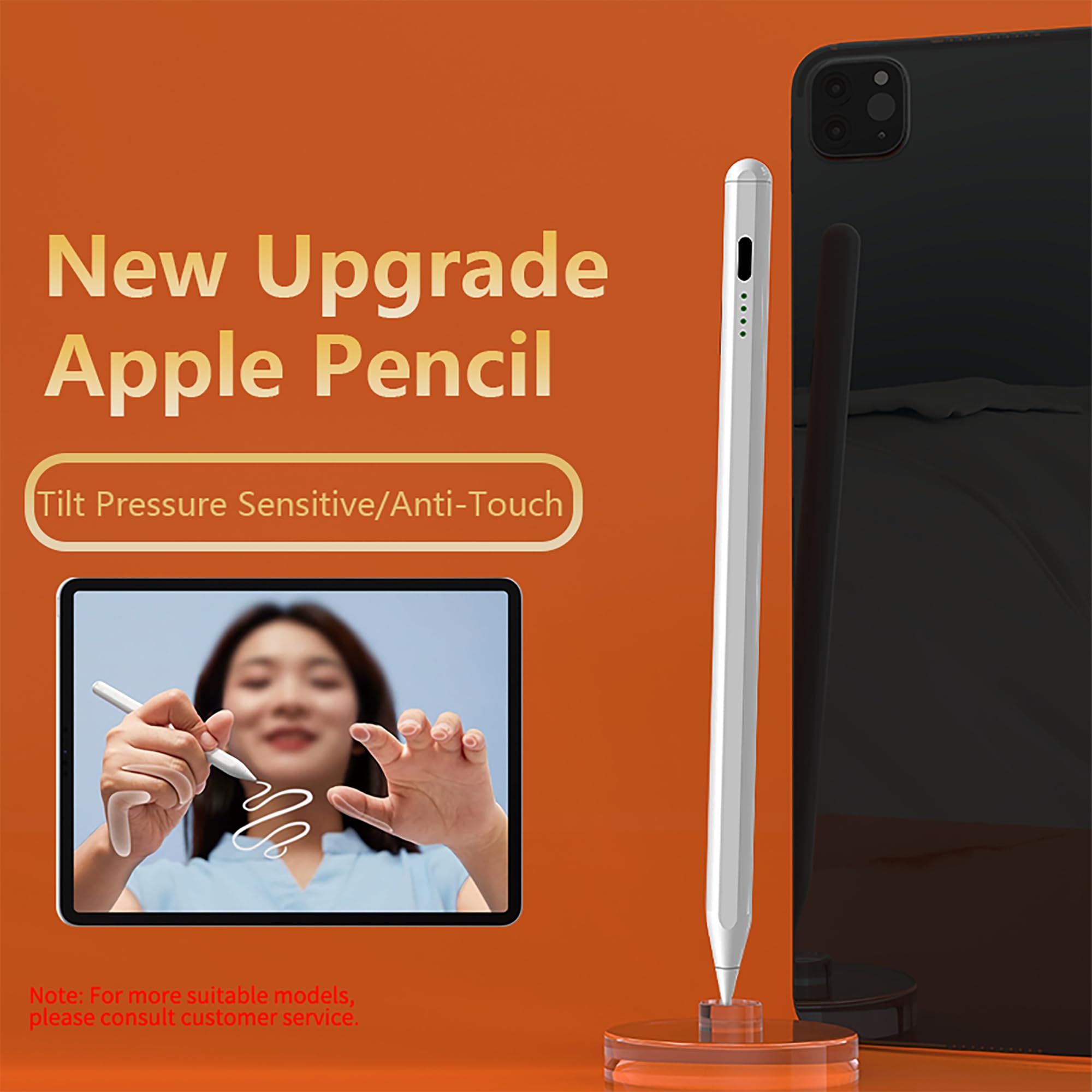 Apple iPad Stylus Pen with Fast Charging, Palm Rejection & Tilt Sensitivity - Compatible with iPad 6/7/8/9/10, iPad Mini 5/6, iPad Air 3/4/5, iPad Pro 11''/12.9'' - Perfect for Drawing, Note-Taking & Digital Art