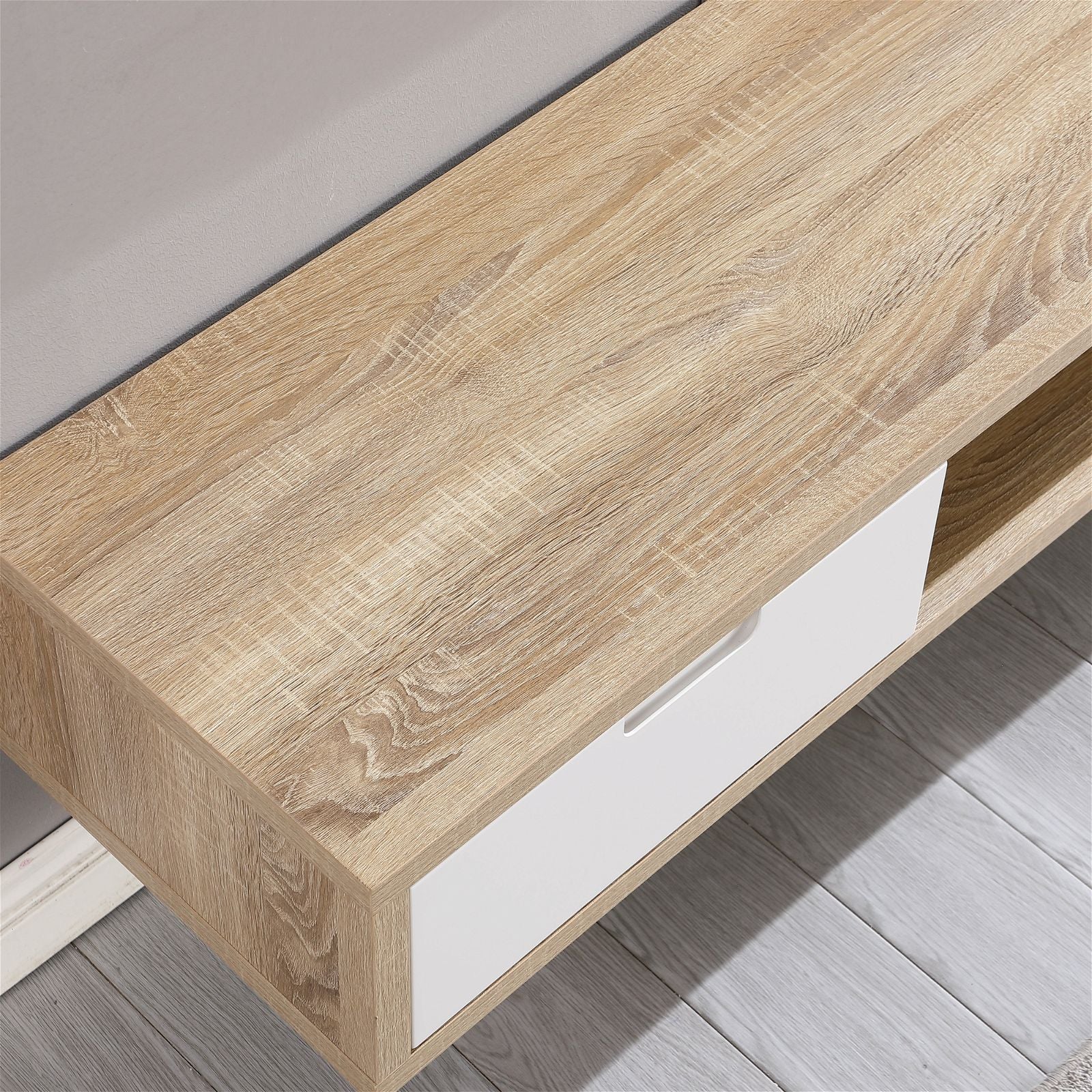 Modern Oak Wall Mount TV Stand - 2000mm Wide Entertainment Center with Storage Shelves | Perfect for Living Room, Bedroom & Home Theater Setup