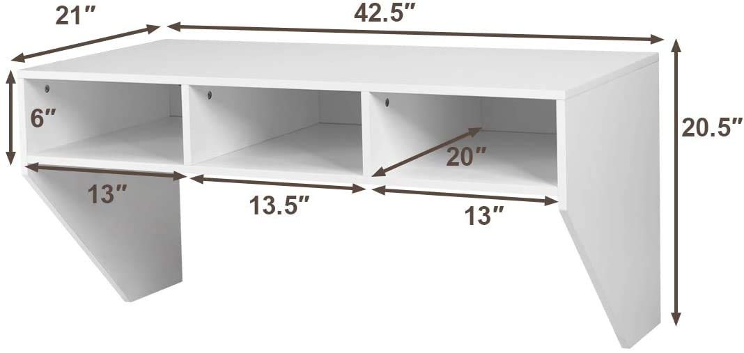 Giantex Wall Mounted Storage Cabinet with Floating Computer Desk & Shelves - Space Saving Furniture for Living Room, Bedroom, Office, TV Media Console - Perfect for Small Spaces & Home Organization