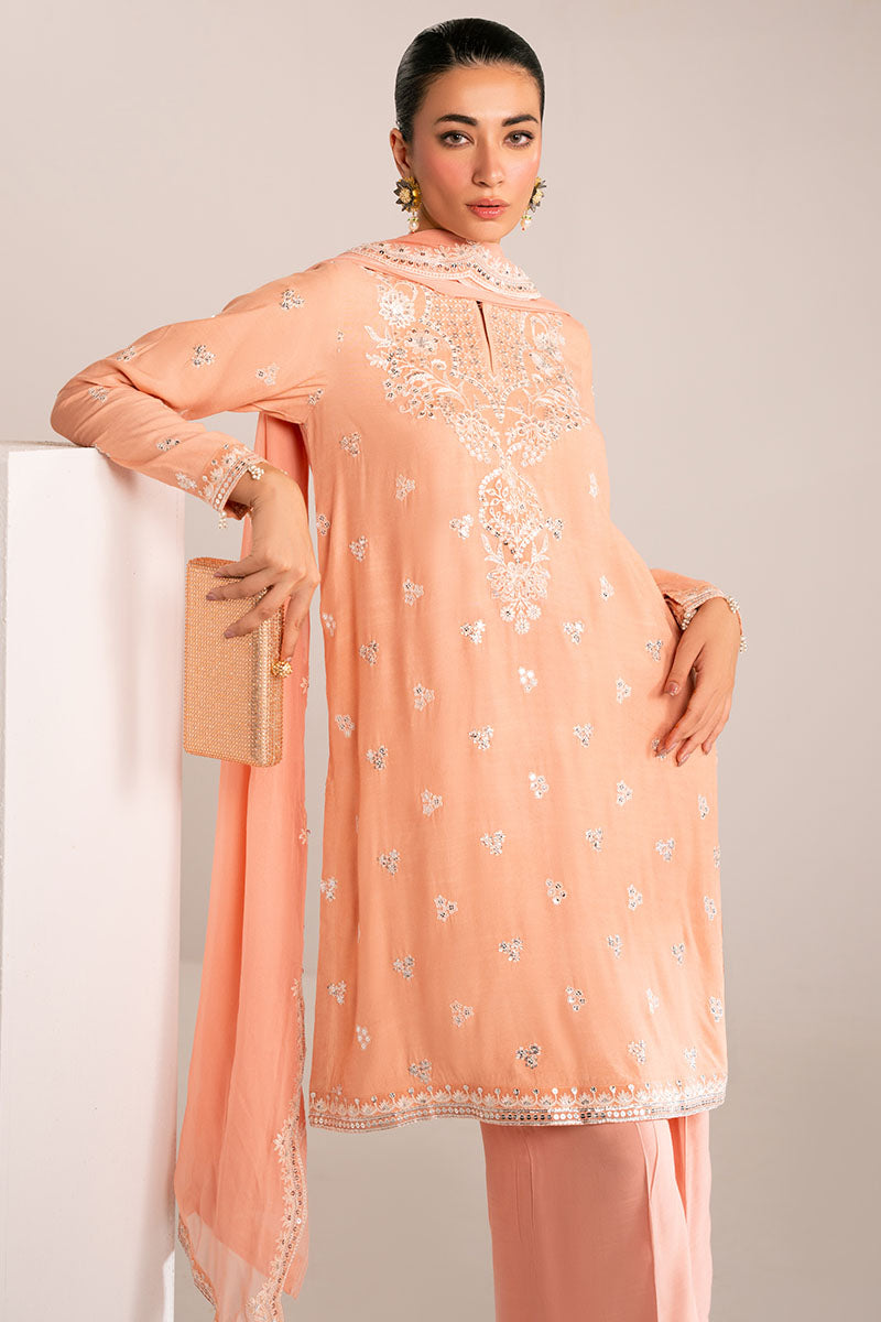 Elegant Muted Clay 3-Piece Outfit Set (Shirt, Trousers & Dupatta) for Women - Boho Chic Ethnic Wear Perfect for Weddings, Parties & Special Occasions
