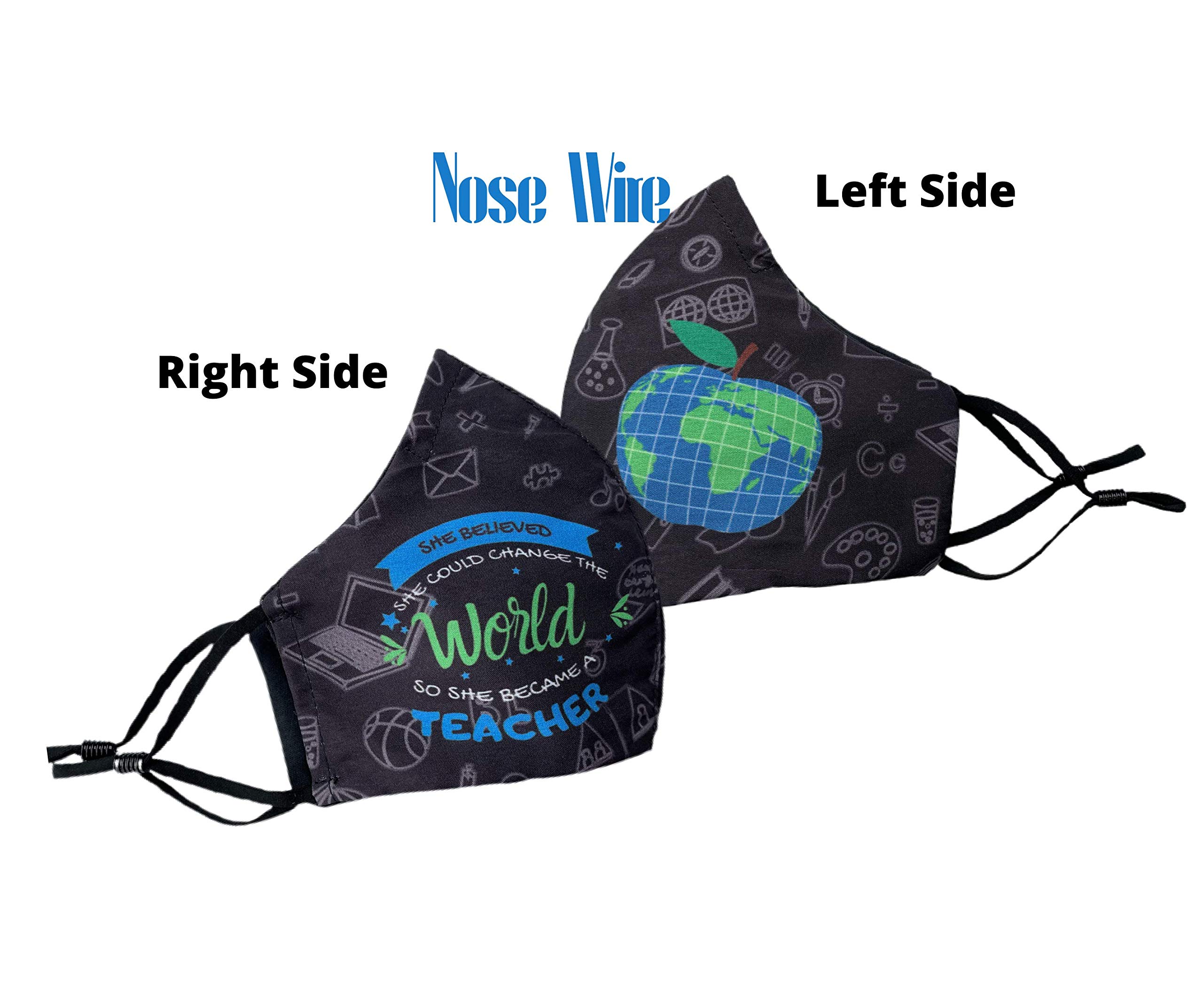 3PC - Pack of 3 Reusable Face Masks with Lanyard & Filter Pocket | Breathable Cotton Bandana Masks for Teachers, Men & Women | Back to School, Office & Daily Protection