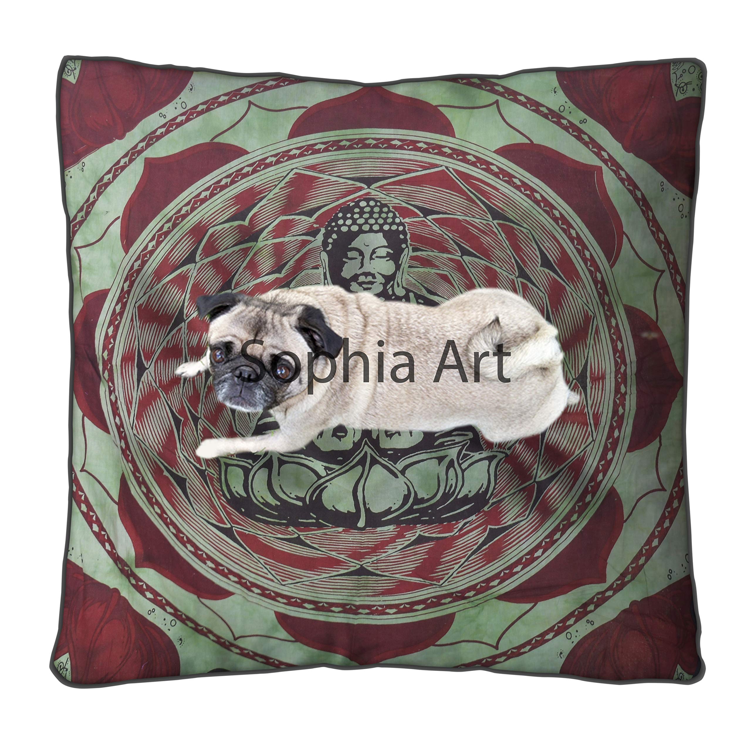 35x35 Inch Large Indian Yoga Buddha Meditation Floor Pillow Cover - Elephant Mandala Ottoman Cushion for Dog Bed, Outdoor Sofa & Day Bed - Perfect for Kids, Teens & Meditation Spaces