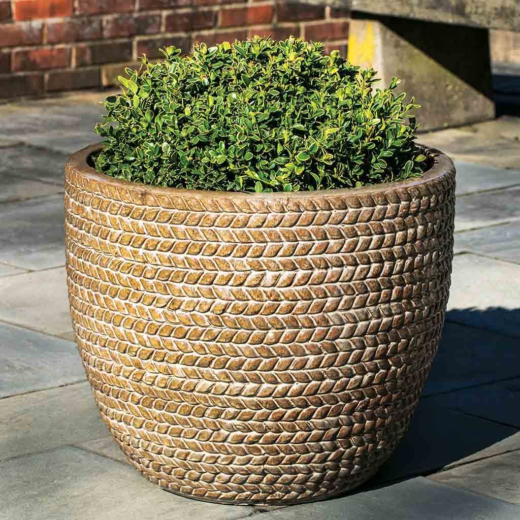 Campania International Sisal Weave Planter Set of 3 - Cafe Au Lait Color - Modern Indoor/Outdoor Flower Pots for Home Decor, Patio, Garden & Office Plants