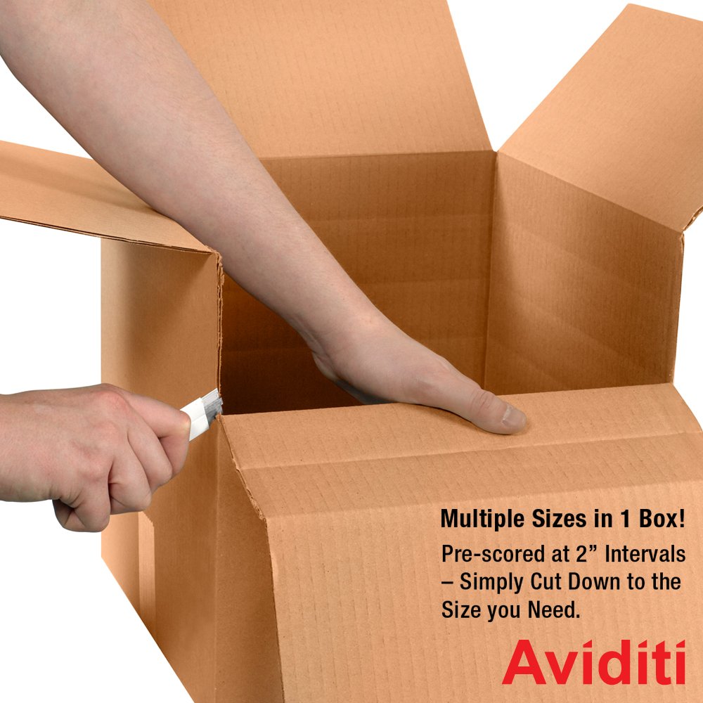 Aviditi Multi-Depth Corrugated Shipping Boxes - Heavy Duty Packing, Moving & Storage Supplies for Ecommerce, Home & Office Use